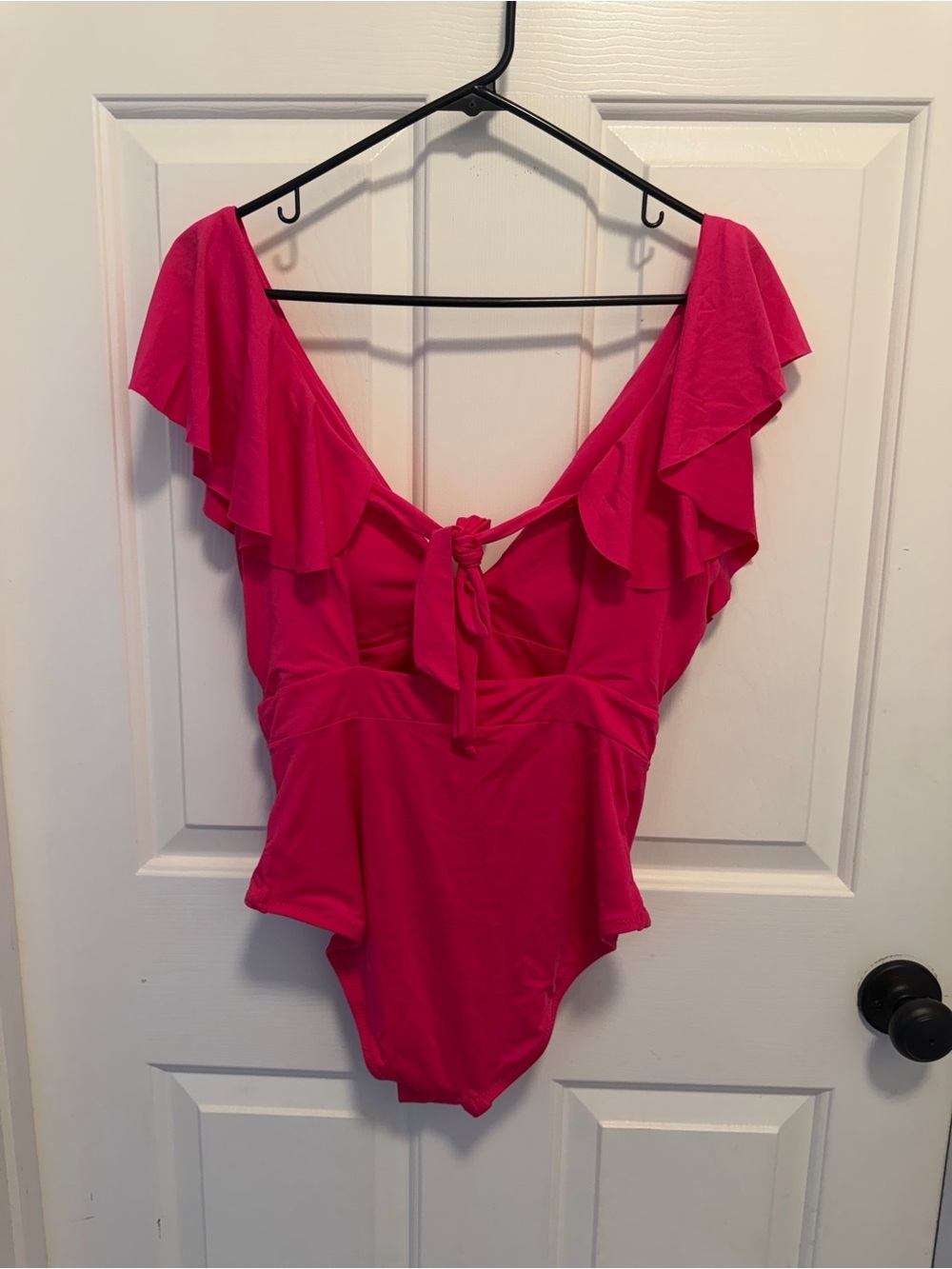 Trina Turk Womens Monaco Solid Ruffle Plunge One Piece Swimsuit Pink Size 10 - Picture 2 of 5